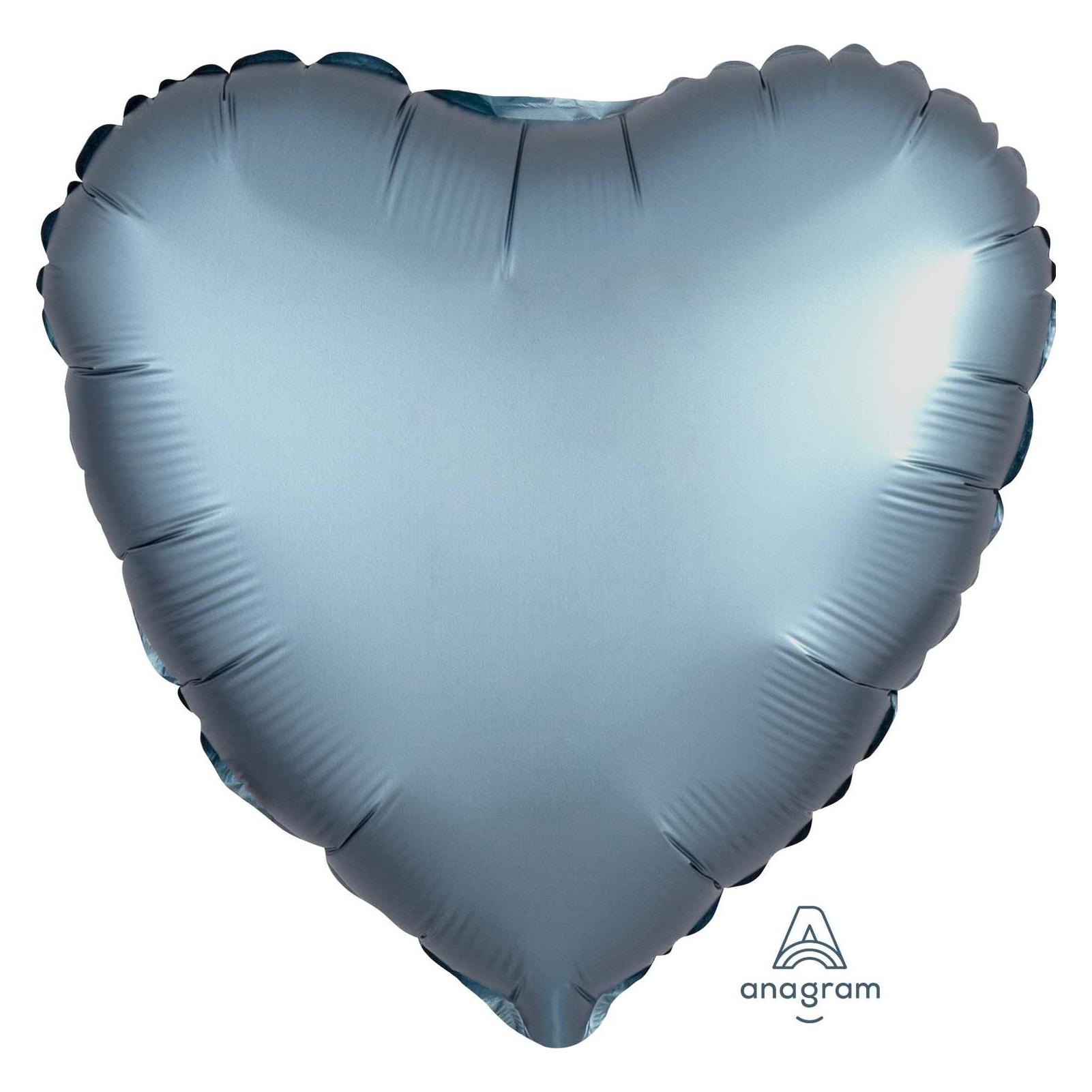 Magni 3681401 - Standard Folienballon Satin Luxe Steel Blue, Herz, Durchmesser 43 cm, Luftballon, H (5x) (3681401)