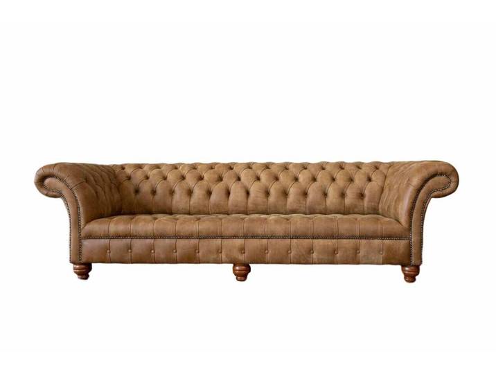 JVmoebel Chesterfield-Sofa Elegantes Sofa im Holzdesign mit brauner Polsterung und Komfort, Packung, Made in Europa