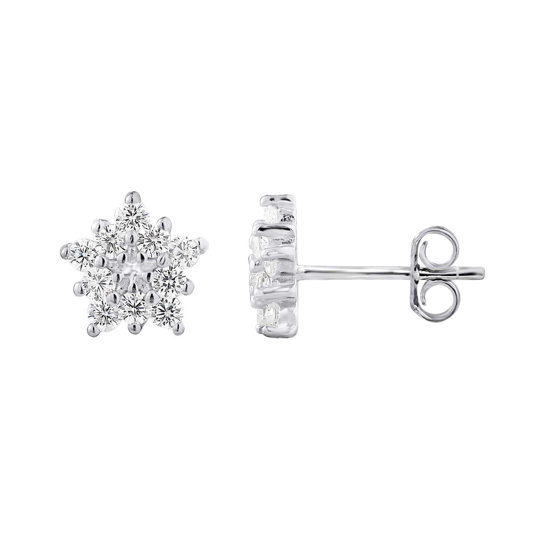 Zirkonium en zilver 925 sterrenoxides oorbellen - Sterren