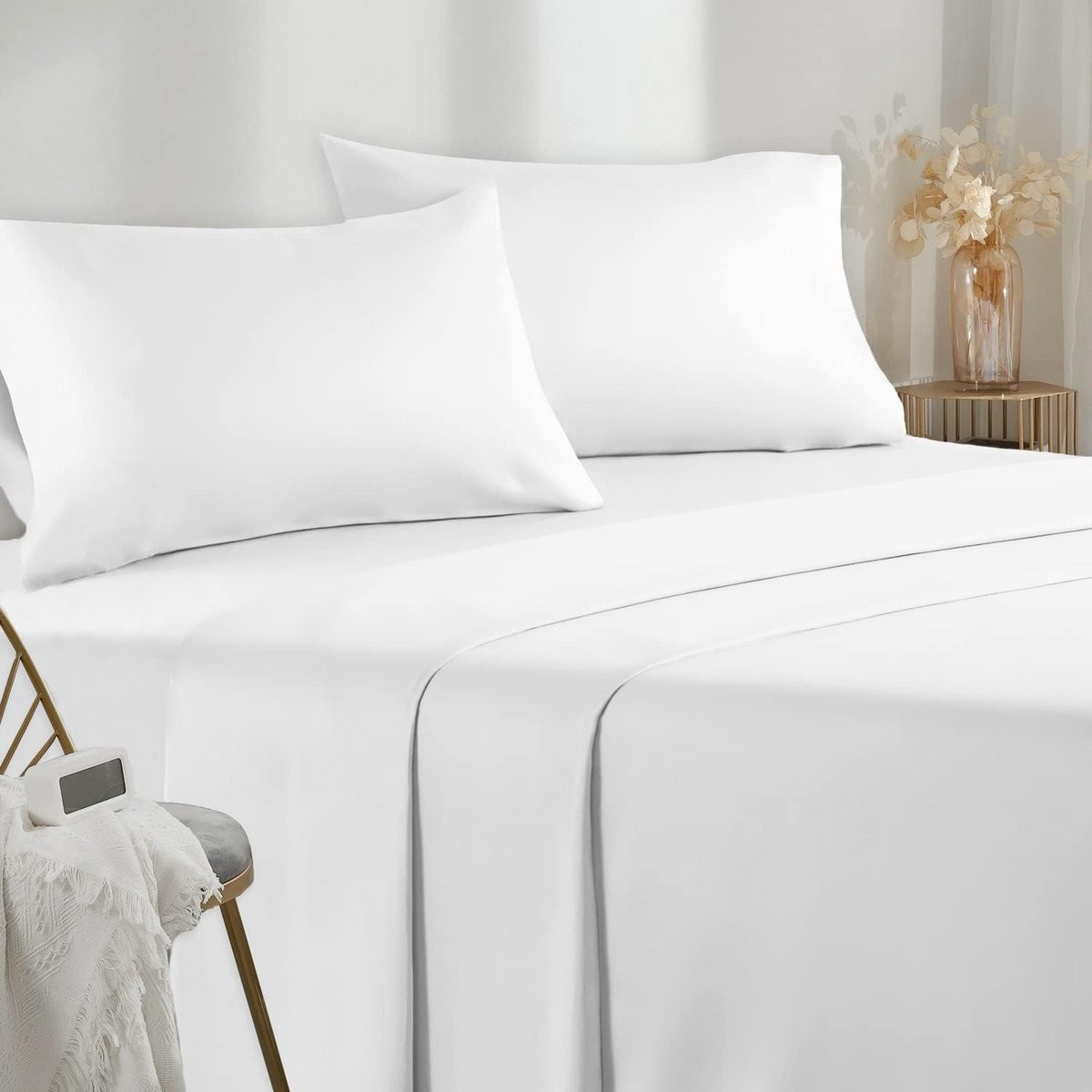Luxe Microvezel Beddengoed Set 4-Delig voor Tweepersoonsbed Wit
