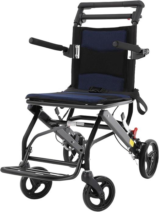 Rollstuhl Leichter Transportstuhl Reiserollstuhl Klappbarer Rollstuhl Transportrollstühle aus Aluminium mit Aufbewahrungstasche 100 kg Tragfähigkeit Sitzbreite 40 cm für Erwachsene 84 * 48 * 89 cm