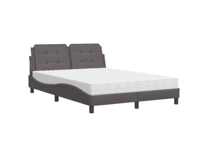 PUGYNBK Zadar Bettgestell aus Kunstleder, Grau, 120 x 200 cm Lattenrost inklusive, gepolstertes Kopfteil, 22D-Schaumstoff, Härte H2/H3, einfache Reinigung