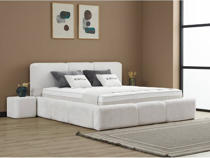 Ensemble lit coffre + matelas Esila Beige - Basika
