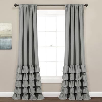 Lush Decor Allison Ruffle Window Curtain Panel Pair