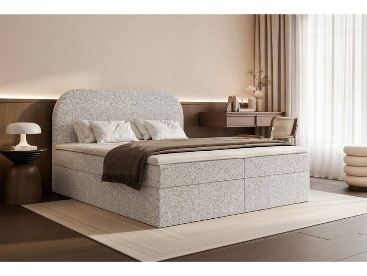Compleo Boxspringbett Doppelbett, Topper als Option, gepolstertes Kopfteil mit Bettkasten, Zur Auswahl: Bonell oder Taschenfederkern