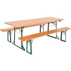 RUKU1952 Bierzeltgarnitur SW10062.1, Kiefer / grün, 220 x 75cm (B/T), 3-teilig, klappbar