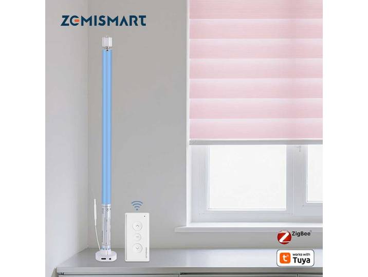 Moteur de stores roulants Zigbee pour Tube de 17 25 28mm, moteur de rideau Rechargeable Zemismart, fonctionne avec l'application Tuya Alexa Google Home Voice