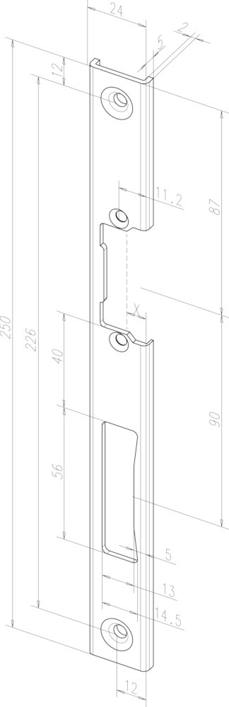 ASSA ABLOY U-Profilschließblech effeff für Türöffner 391, Edelstahl -------39135-04