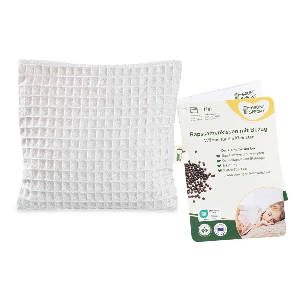 GRÜNSPECHT Naturprodukte GmbH Rapssamen-Kissen mit Bezug, Waffelpiqué, grau 08108607