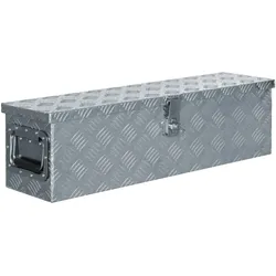DELUKE® Aluminiumbox mit Deckel - Abschließbar Alubox Deichselbox Alu Anhängerbox Werkzeugkiste Metall Transportbox Metallkiste, 80,5x22x22cm Silber