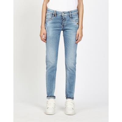 Relax-fit-Jeans GANG "94GERDA", Damen, Gr. 29, N-Gr, worn blau denim, Denim/Jeans, Obermaterial: 98% Baumwolle, 2% Elasthan, relaxed fit lang, Jeans, elastische Denimqualität für hohen Tragekomfort