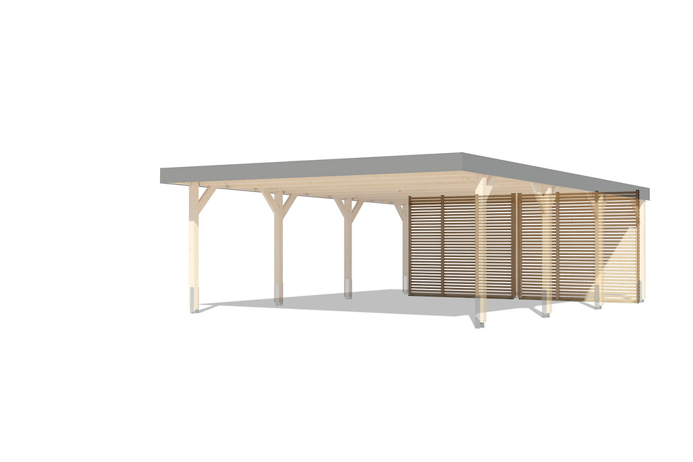 KARIBUHOLZT Rückwand Doppelcarport/ Lam. B.5,40xH.2,00m naturbelassen 16974132