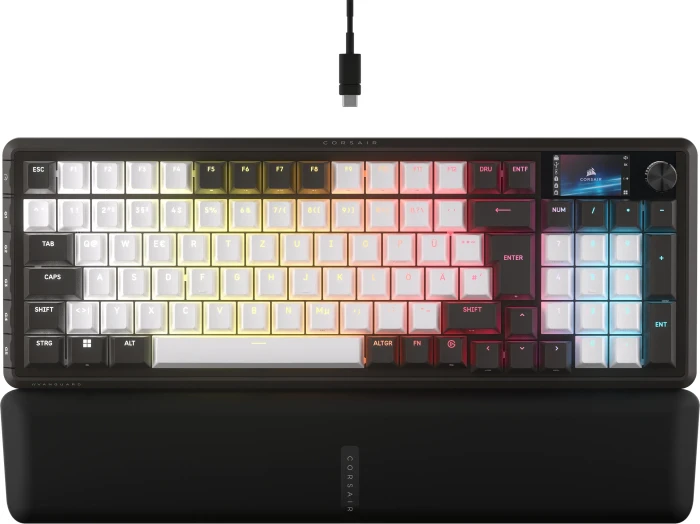 Corsair VANGUARD 96 Gaming-Tastatur, mechanisch, RGB, 8.000 Hz - MLX Plasma Switches, ISO (DE), schwarz/weiß