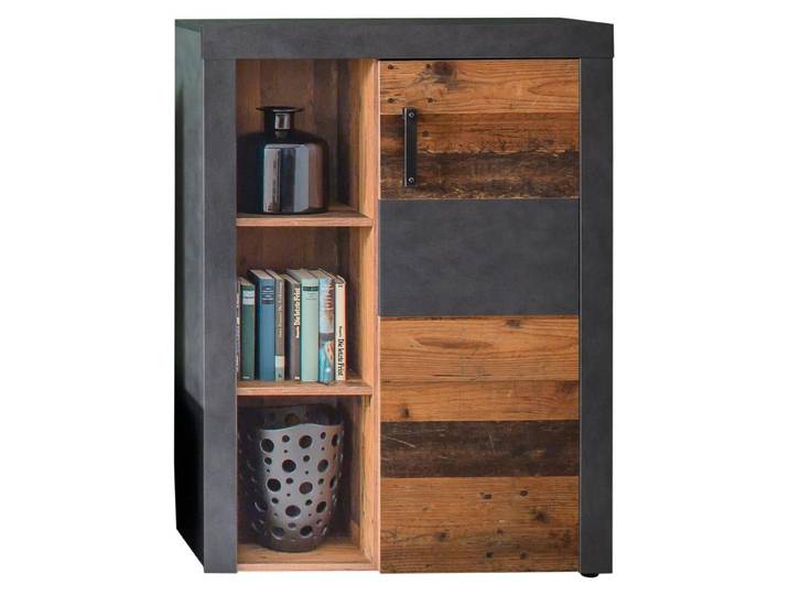 trendteam Wohnen Stauraumelement Indy Graphit Grau Matera-Old Wood NB/Old Wood NB 87 x 118 x 34 cm