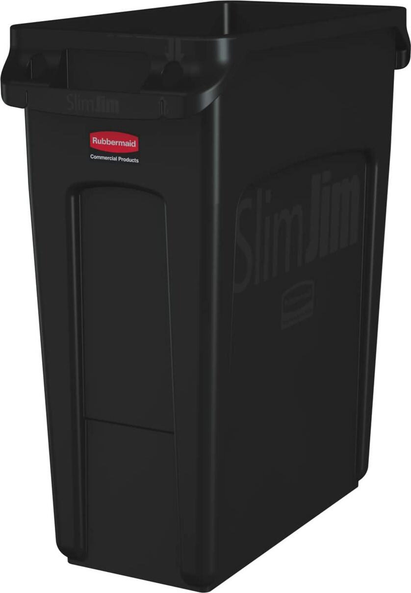 Rubbermaid Slim Jim afvalcontainer met ventilatiekanalen, 60 liter, zwart