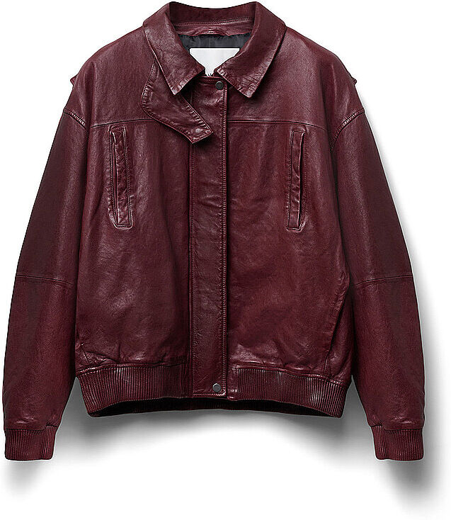 FINAL DRAFT Lederjacke 112 dunkelrot   L L