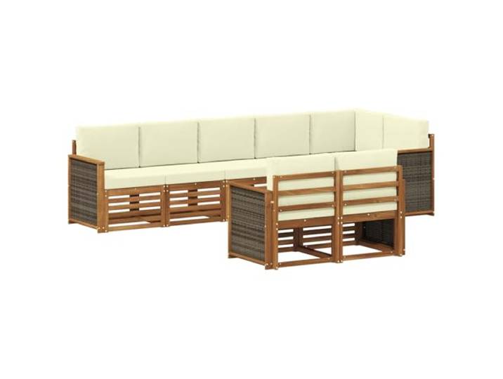 HFMDRMU Modulares Sofa aus massivem Akazienholz, Outdoor-Möbelset mit lackierter Oberfläche für Garten oder Terrasse, modernes Design mit Armlehnen und Rückenlehnen, pflegeleicht