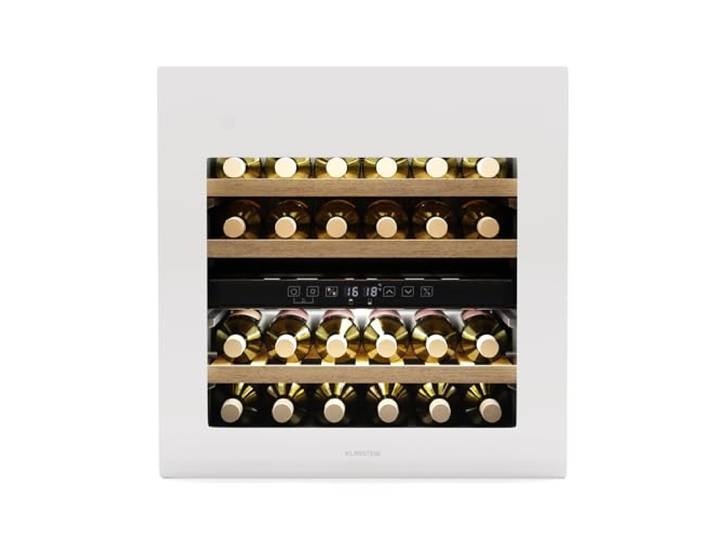 Klarstein Rhone 36 Duo Weinkühlschrank - 36 Flaschen, 2 Zonen, 5-22°C, LED-Steuerung, UV-Schutz, Leiser Betrieb, Schwarz, Weinklimaschrank