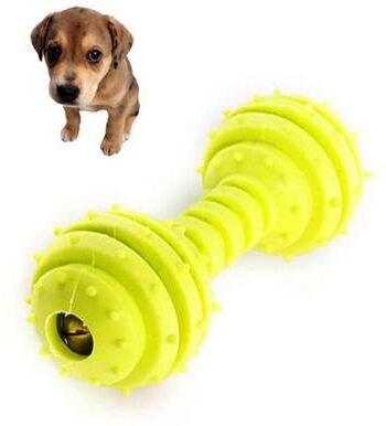 Inspired Deals Durable Rubber Dog Chew Toy Dumbbell Shape Bite Resistant Pet Teething Molar Toy yellow
