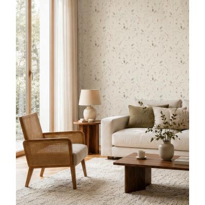 Vliestapete LIVING WALLS "Cosiness Wildblumen – Vorgeleimte florale Vliestapete", beige (weiß), B:0,53m H:0m L:10,05m, Vinyl, Vlies, Tapeten, Filigrane Blumen und Gräser in einer natürlichen Farbkomposition