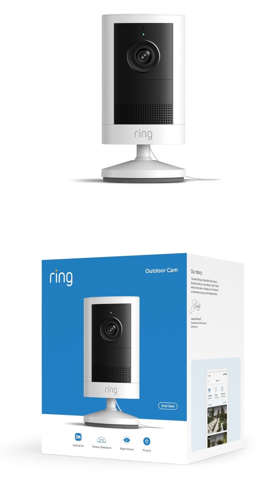 Ring Outdoor Camera 2K met stekker, wit