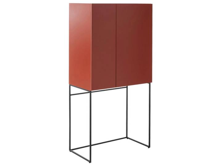 Schöner Wohnen Barschrank, Rot, Metall, 80x165x45 cm, Beimöbel erhältlich, in verschiedenen Holzdekoren erhältlich, Holzmöbel, Wohnwände Holz, Wohnwand Serien Holz