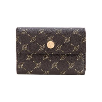 Geldbörse JOOP "cortina 1.0 cosma purse mh10f", Damen, braun (seal braun), Lederimitat, bedruckt, Kleinlederwaren, Geldbeutel, Money Poket, Portemonnaie, Kartentasche mit Druckknopf