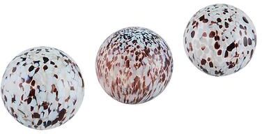 Set of 3 Tortoise Glass Spheres - White & Brown - Ballard Designs