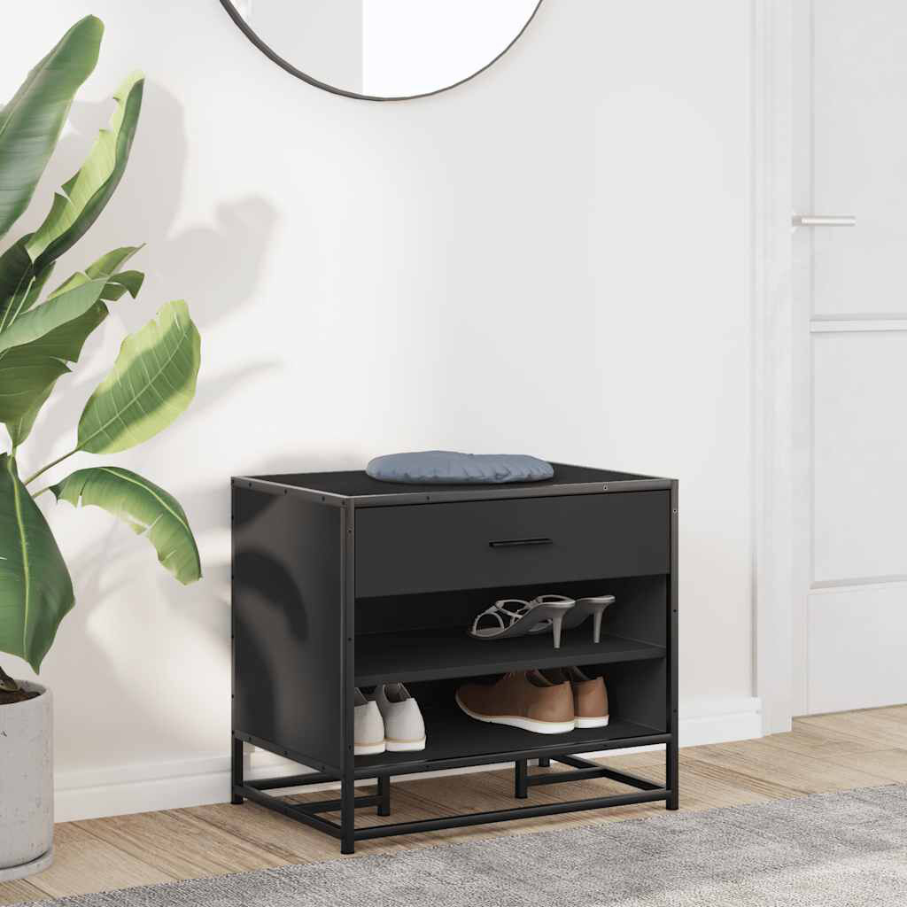 vidaXL 4 Pair Shoe Storage Bench Black 4