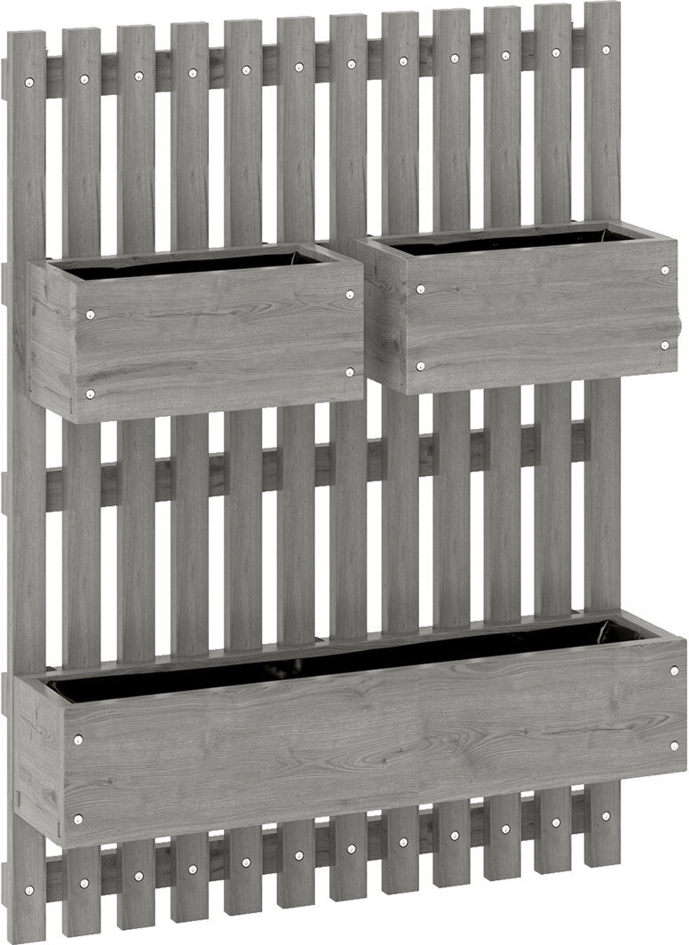 Rebrilliant Wall-mounted Wooden Garden Planters with Trellis 60*16*80 cm Wood 1 Piece Wall-Mounted Planter with Climbing Trellis Grey 80cm H X 60cm W X 16cm D