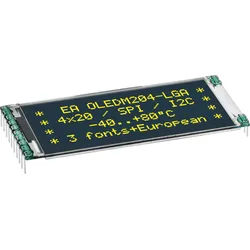 EA OLEDM204-LGA - Text-OLED, 2/3/4x20 Zeichen, 61x26 mm, gelb, ohne Schutzglas