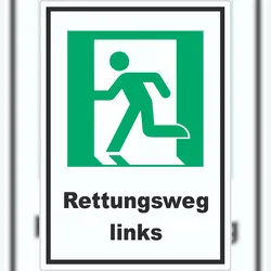 HB-Druck Rettungsweg links Aufkleber A8 (52x74mm)