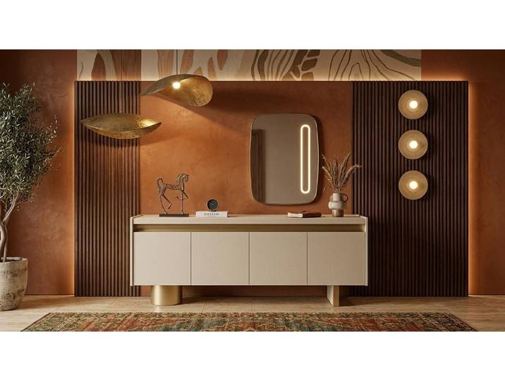 Xlmoebel Sideboard Stilvoll Weißes Sideboard Holz Spiegel Elegantes Stauraummöbel (2 St., 2-tlg)