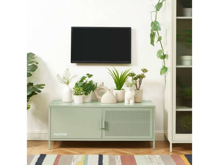 Meuble tv métal vert amande 120cm