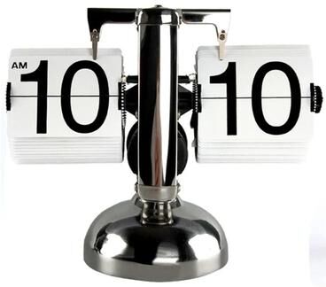 Uplift Picks Vintage Automatic Flip Desk Clock With Quartz Movement single White