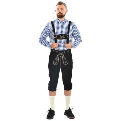 Trachtenlederhose ALESSANDRO SALVARINI "ASSeppl", Herren, Gr. 48, Normalgrößen, schwarz, 100% Rindsleder, Hosen, Lederhose aus Echtleder mit Träger im traditionellen Stil