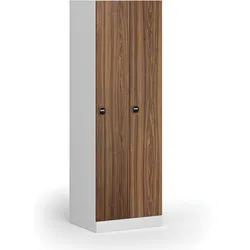Metallspind S1, 2 Abteile, 1850 x 600 x 500 mm, zerlegt, Schloss mit RFID-Schloss, laminierte Tür, Nussbaum