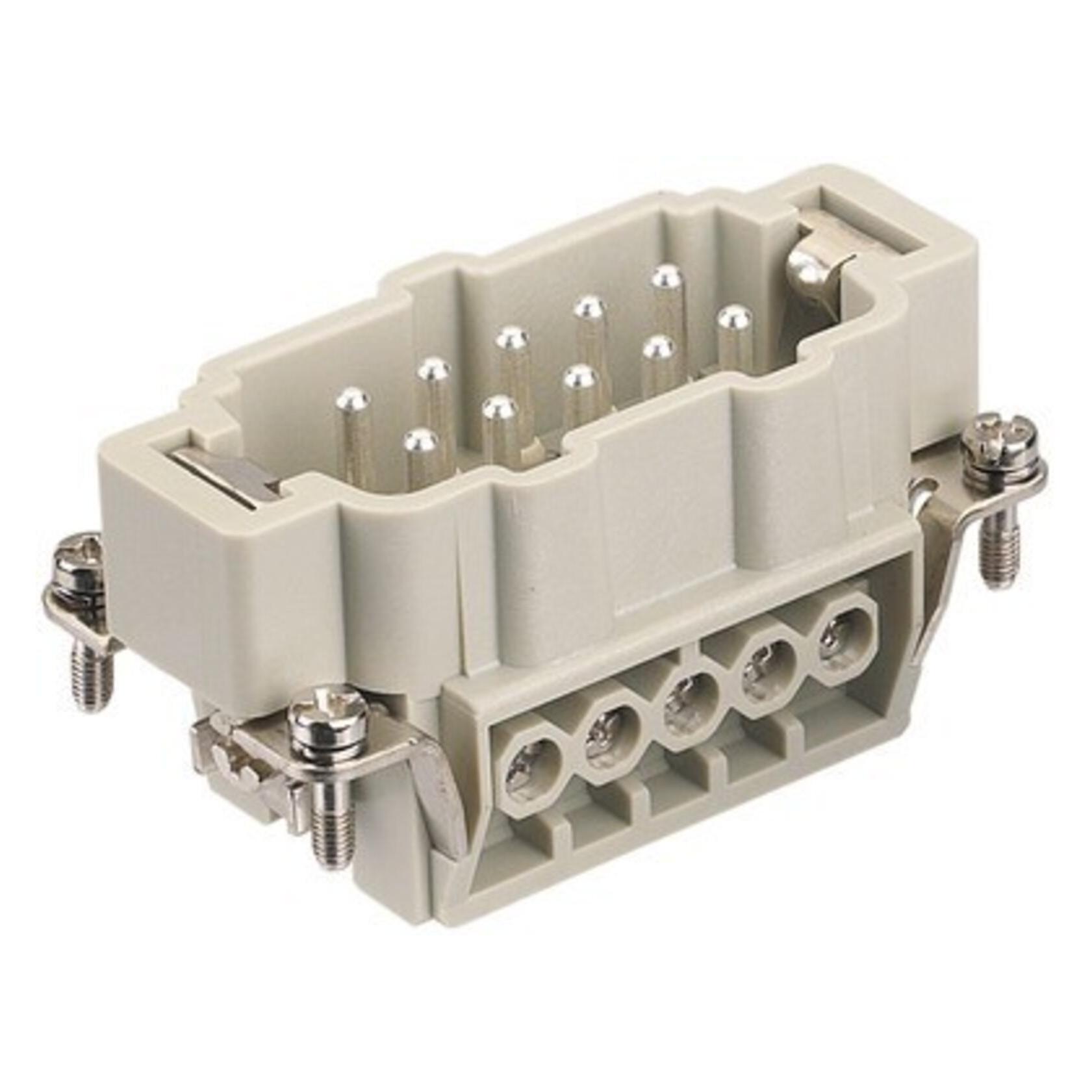 Harting HAN E Steckverbinder, Einsatz Typ 10Griffverbinder Schraubklemme max 2,5mm2, 16A10 polig (09 33 010 2601)