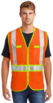 CornerStone CSV407 ANSI 107 Class 2 Dual-Color Safety Vest in Orange/Safety Yellow size 3XL   Polyester