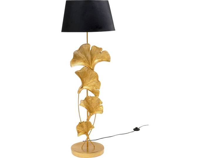 Lampadaire feuilles de ginkgo en polyrésine dorée h129