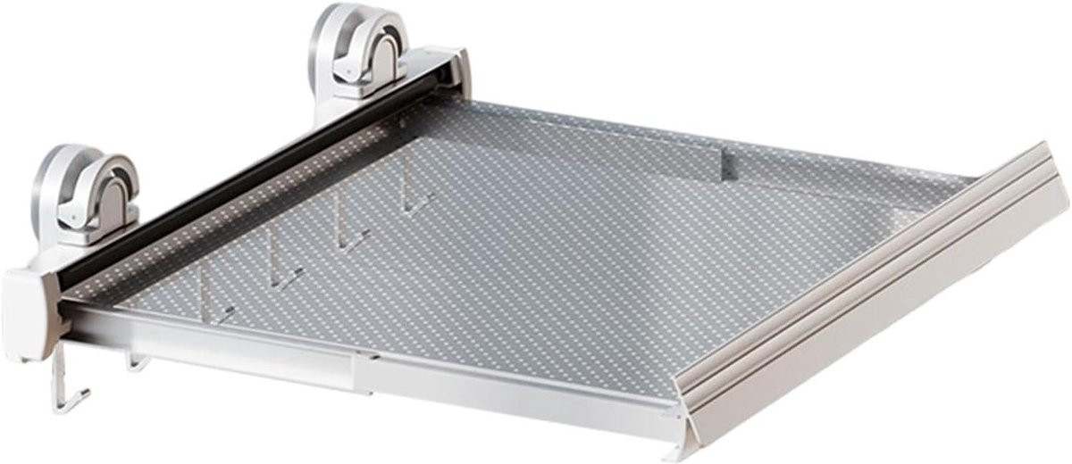 Wit intrekbaar kledingdroogrek met net voor de badkamer en keuken