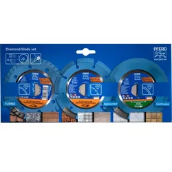 PFERD TOOLS 3-tlg. Diamant-Trennscheiben-Set 115x1,6/1,9 mm PSF Allround - 68300062