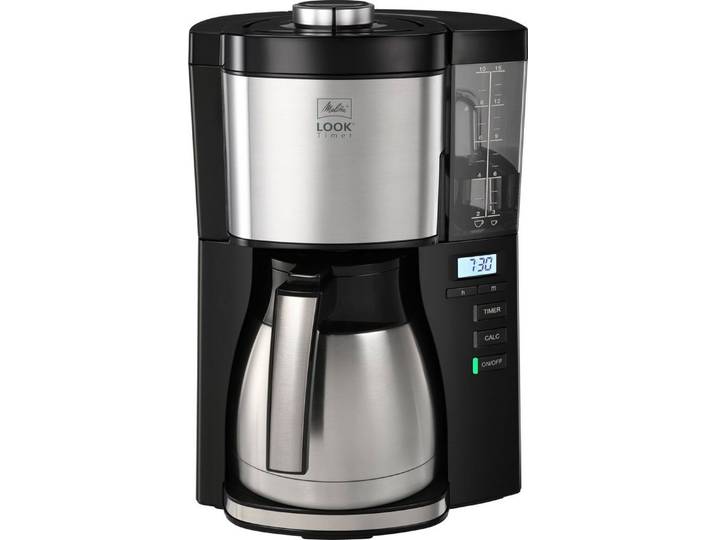 Melitta Filterkaffeemaschine LOOK® Therm Timer 1025-18 schwarz, 1,25l Kaffeekanne, Papierfilter 1x4