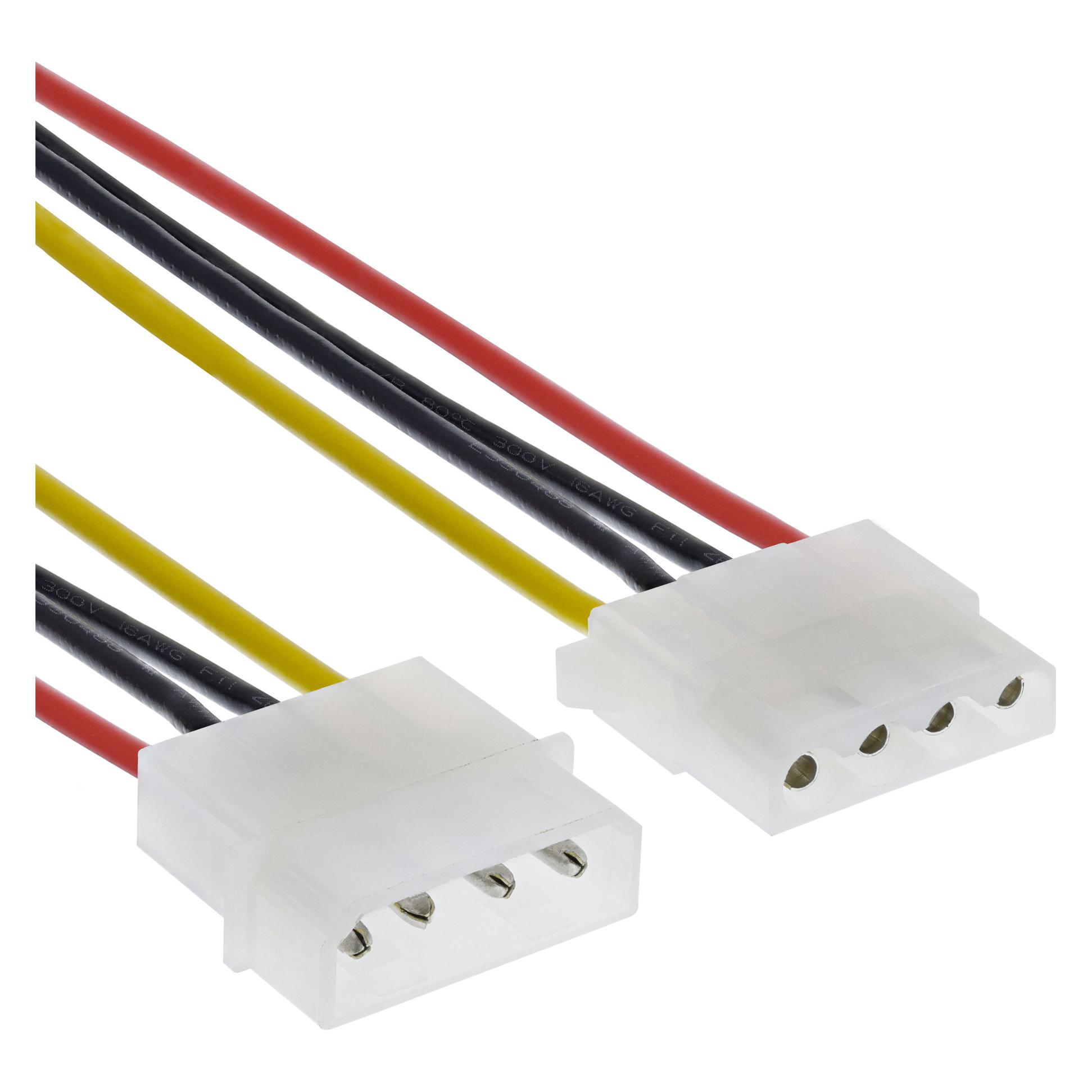 InLine 4polige Stromkabelverlängerung, intern, 0.5m (50 cm, 4 pin Molex) (29650F)