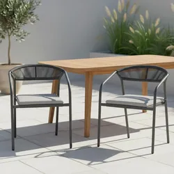 Gartensessel-Set Benicio Grau Polywood/Textilene 2er-Set