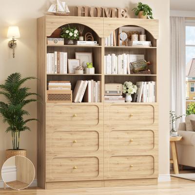 Rackcog 80'' Tall Bookcase with 3 Wood Drawers, Storage Bookshelves/ Kitchen Pantry with Open Shelves