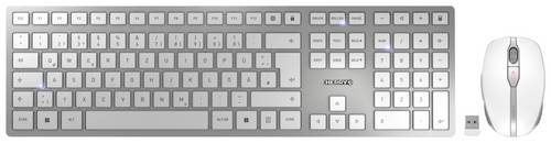 CHERRY JD-9100DE-1 Kabellos, Funk Tastatur, Maus-Set Deutsch, QWERTZ Weiß