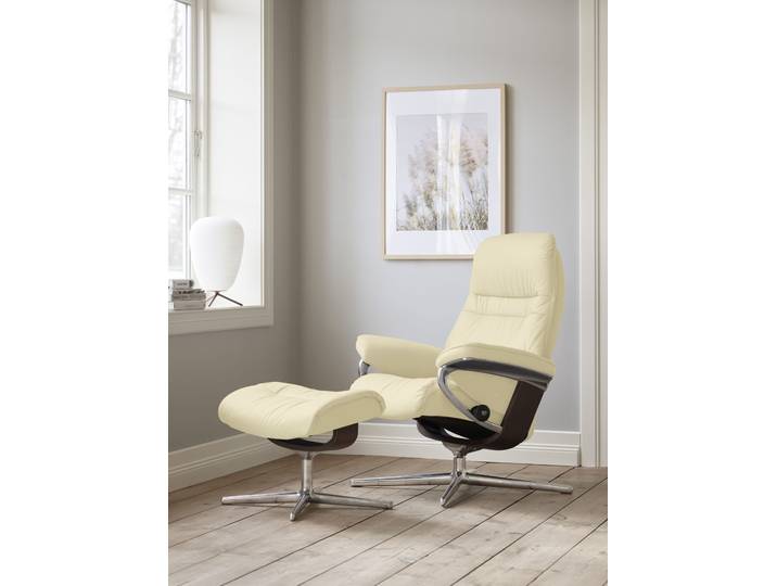 Relaxsessel, Leder PALOMA, Beige (vanilla paloma), 92×105×80 cm, Cross Base, Stressless