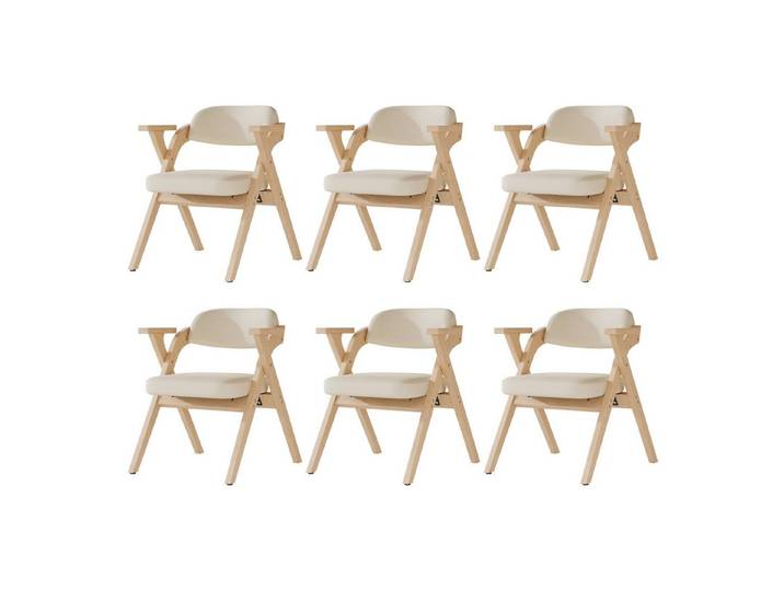 REDOM Esszimmerstuhl Esszimmerstuhl klappbar aus Massivholz mit Leinenpolster, beige (geeignet für Esszimmer, Wohnzimmer, Café, 6 St), Esszimmerstühle aus Massivholz, faltbar und verstaubar
