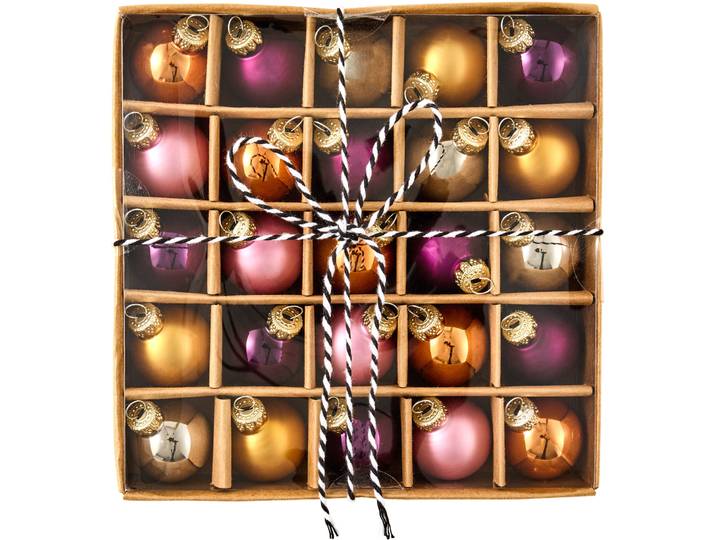 Weihnachtskugel Pastel & Contrast rosa/gold Glas